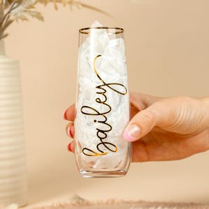 Personalized Glass Champagne Flute Custom Name Bridesmaid Gift Idea Bridal Party Drinkware Wedding Toasting Glass
