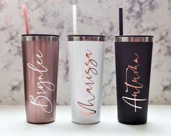 Personalized Tumbler, Bridesmaid Gift, Custom Tumbler with Straw, 22oz Insulated Tumbler, Bridesmaid Proposal, Personalized Gift