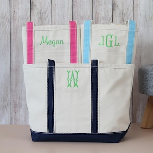 Personalized Canvas Tote Bag: Embroidered Monogrammed Beach Bag