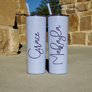 Personalized Tumbler, Insulated Tumbler, Custom Tumbler, Tumbler with Straw, Skinny Tumbler, Bridesmaid Proposal, Bridesmaid Gift afbeelding 3