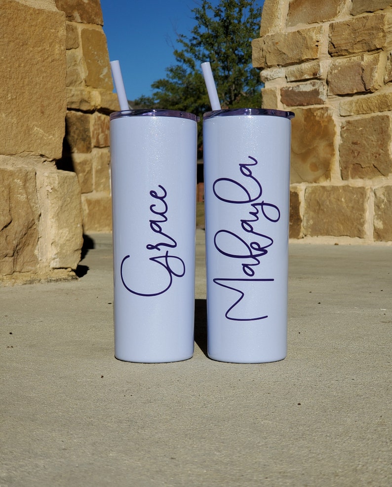 Personalized Tumbler, Insulated Tumbler, Custom Tumbler, Tumbler with Straw, Skinny Tumbler, Bridesmaid Proposal, Bridesmaid Gift afbeelding 3