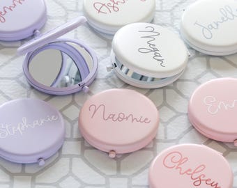 Personalized Compact Mirror Custom Name Bridesmaid Gift Pocket Makeup Travel Accessory Proposal Keepsake Gift for Her