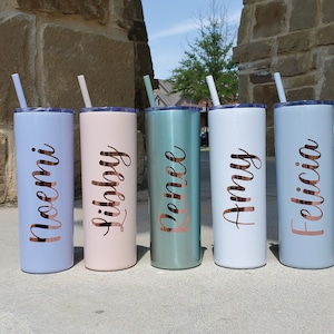 Personalized Tumbler, Insulated Tumbler, Custom Tumbler, Tumbler with Straw, Skinny Tumbler, Bridesmaid Proposal, Bridesmaid Gift afbeelding 2