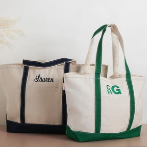 Embroidered Canvas Tote Bag: Personalized Monogram Travel Bag