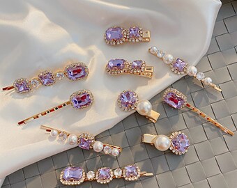 gold diamond hair clips