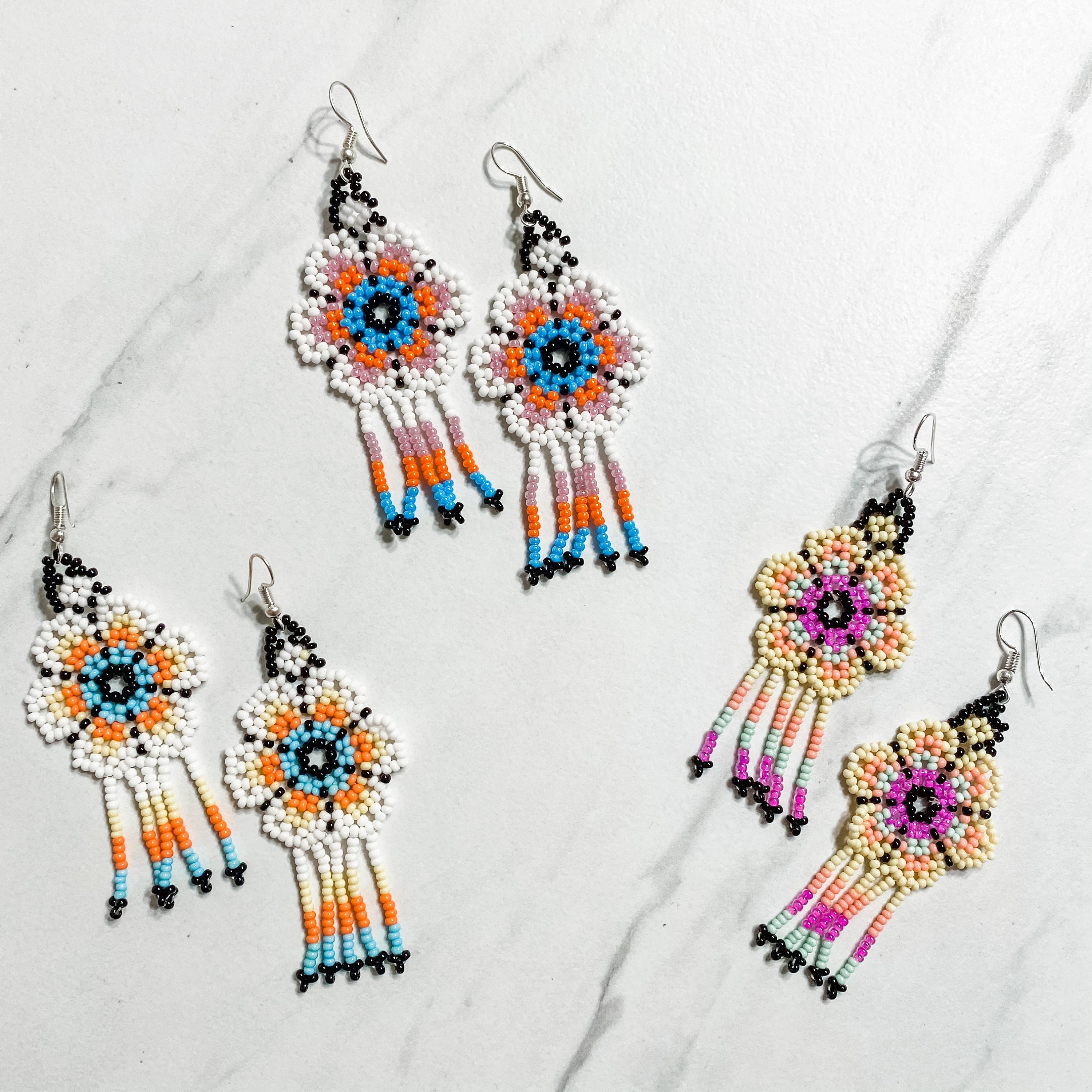 Beaded Tassel Earrings Boho Style Earrings Mexican Earrings Etsy