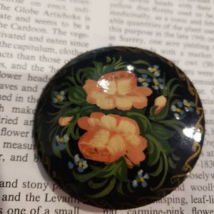 Hand painted authentic edwardian era rose pin