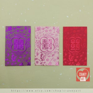 Chinees rood pakket - dubbel geluk (3 kleuren naar keuze) Rode pakketenvelop (bruiloft / nieuwjaar) 1 pakket (20 enveloppen)