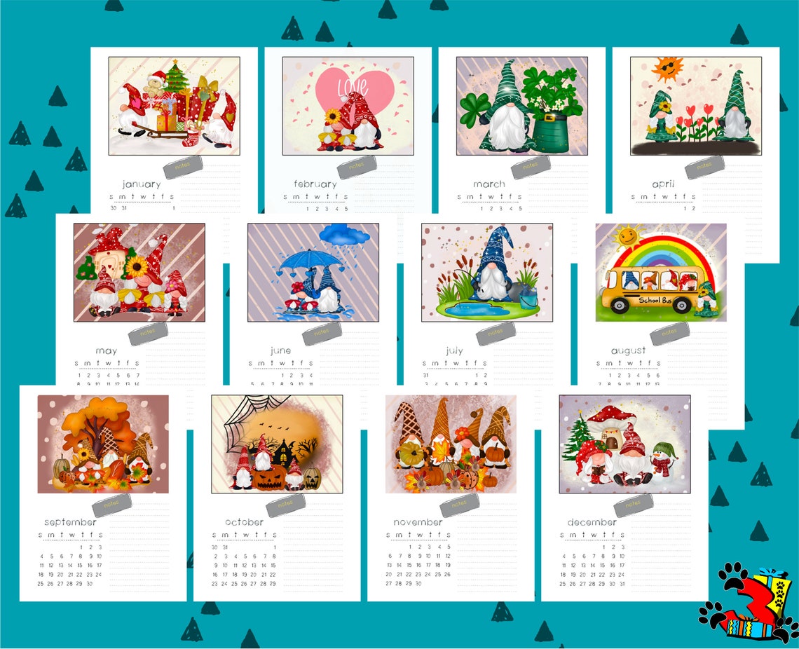 2022 Gnome Calendar Printable 2022 Friends Calendar Digital | Etsy