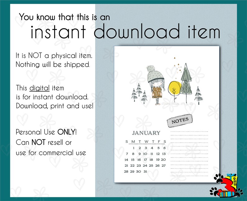 2024 Whimsical Calendar Printable 2024 Nursery Calendar Etsy