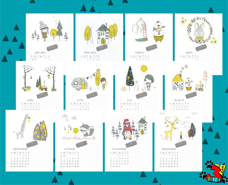 2023 Whimsical Calendar Printable 2023 Nursery Calendar - Etsy Australia