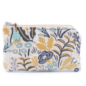 Porte-monnaie floral Portefeuille pochette en toile avec fermeture éclair Petit sac pour baume à lèvres Porte-cartes de visite Maman Cadeau de demoiselle d'honneur Fusil Paper Co