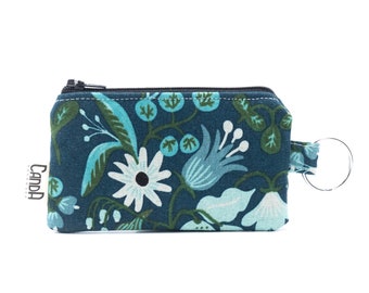 Floral Keychain Wallet Coin Purse Small Travel Pouch Business Card Holder Zipper Bag Rifle Paper Co Fabric