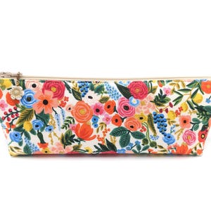 Floral Pencil Pouch: Rifle Paper Co. Fabric, Handmade Zipper Bag
