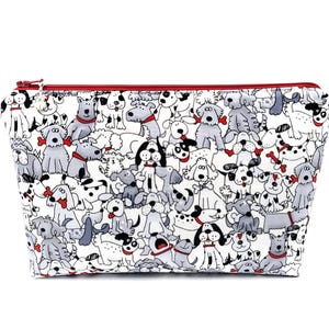 Cute Dog Zipper Pouch:  Cosmetic Travel Organizer, Pencil Bag, Pet Sitter Gift