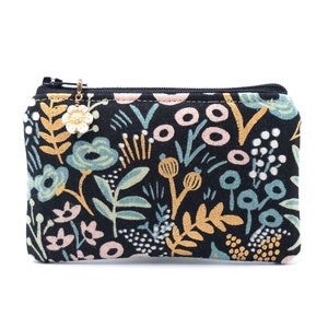 Porte-monnaie floral petit sac à fermeture éclair en toile porte-cartes de visite pochette de poche organisateur de sac à main Rifle Paper Co. tirette fleurie