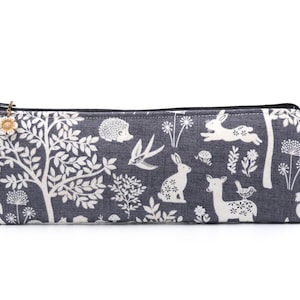 Animal Pencil Pouch Cute Pencil Bag Art Supplies Storage Makeup Cosmetic Purse Organizer Wildlife Student Gift Woodland Forest Fabric