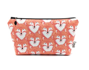 Fox Print Makeup Bag: Handmade Cotton Cosmetic & Toiletry Organizer