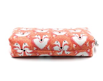 Fox Print Makeup Bag: Handmade Cotton Cosmetic & Toiletry  display picture 3