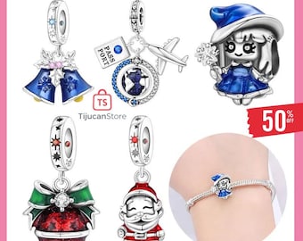 925 Sterling Silver Christmas Halloween Bell Magic Girl Charms Beads Fit Original Bracelet Necklace Fine Jewelry Women DIY Gifts