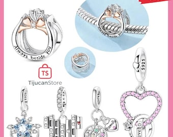 925 Sterling Silver Shining Blue Stars and Moon Couple Oath Ring Charms Beads Pendant for Original Bracelet Woman Girl Jewelry