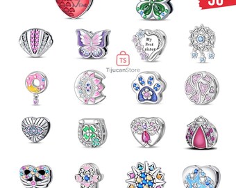 Original 925 Sterling Silver Red Love Clover Colored Lollipops Butterfly Shell Fit DIY Mesh Bracelet Party Gifts