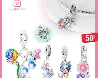 Hot Sales 925 Silver Bouquet Romantic Flower Language Theme Charms Beads Fit Pan Original Bracelets DIY Gifts Fine Jewelry