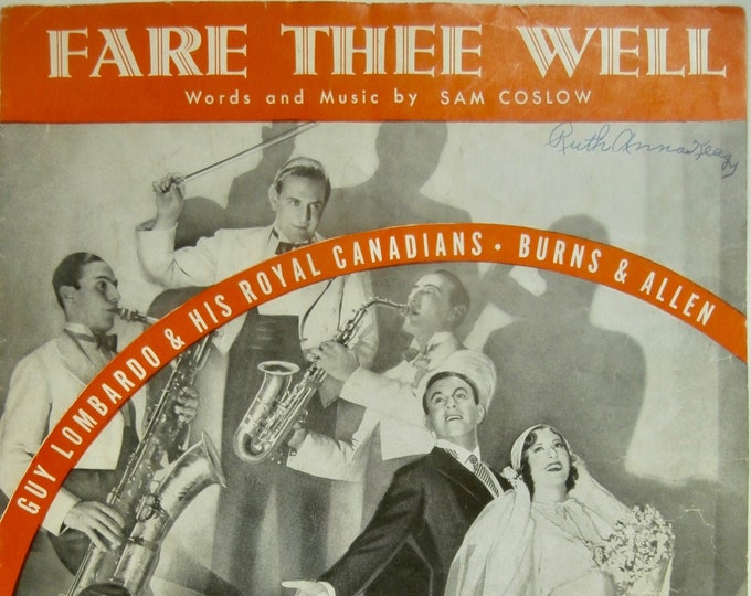 Fare Thee Well     1934  Sheet Music     Guy Lombardo, Burns & Allen In Many Happy Returns