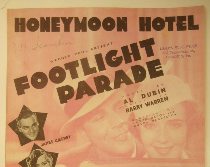 Honeymoon Hotel   1933   James Cagney, Joan Blondell, In Footlight Parade   Al Dubin  Harry Warren   Movie Sheet Music