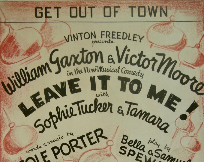 Get Out Of Town   1938   A New Musical Comedy   Cole Porter     Stage Production Sheet Music