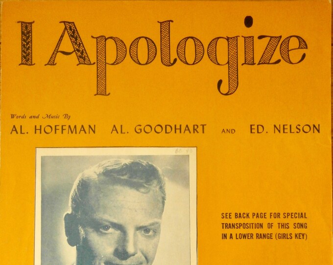 I Apologize   1931   Champ Butler   Al Hoffman  Al Goodhart    Sheet Music