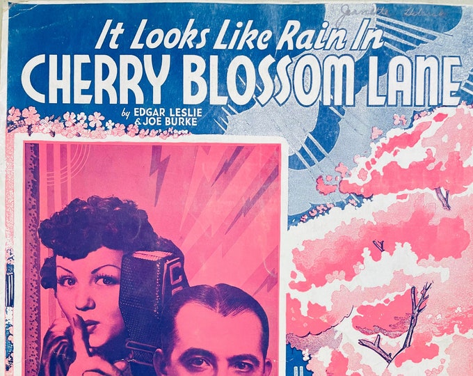 It Looks Like Rain In Cherry Blossom Lane   1937   Artwork - Photo -    Dolly Dawn And George Hall   Edgar Leslie  Joe Burke    Sheet Music