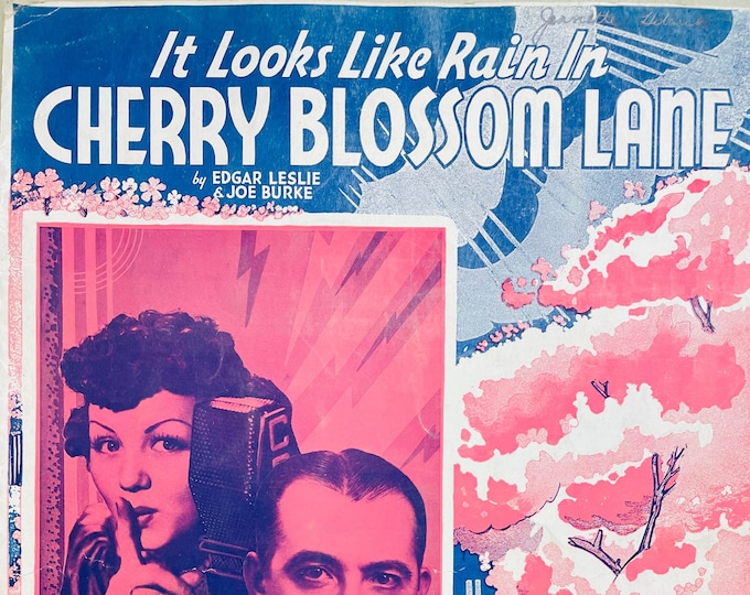 It Looks Like Rain In Cherry Blossom Lane   1937   Artwork - Photo -    Dolly Dawn And George Hall   Edgar Leslie  Joe Burke    Sheet Music