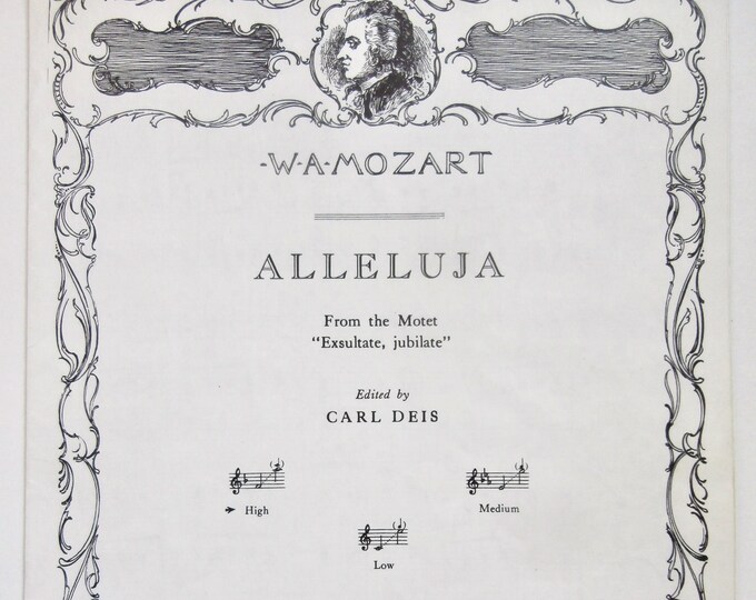 Alleluia   1929   From The Motet "Exsulate, Jubilate"   W. A. Mozart     Sacred Sheet Music