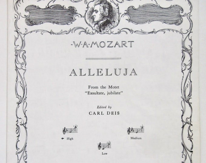 Alleluia   1929   From The Motet "Exsulate, Jubilate"   W. A. Mozart     Sacred Sheet Music
