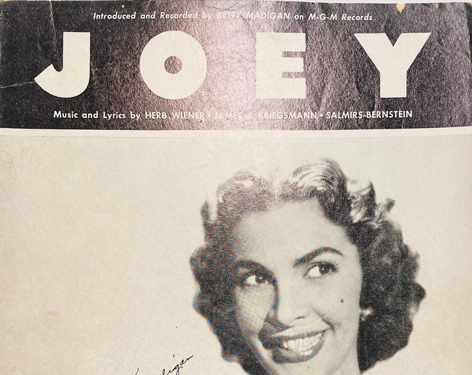 Joey   1952   Photo -    Betty Madigan   Herb Winter  James J. Kriegsmann    Sheet Music