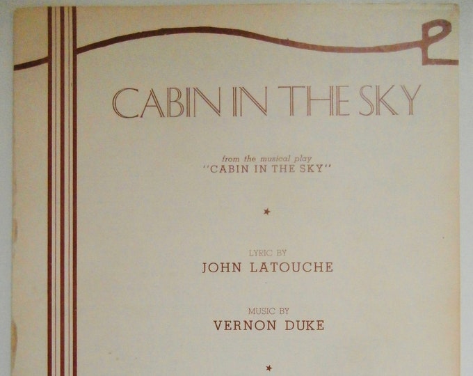 Cabin In The Sky   1940   "Cabin In The Sky"   John Latouche  Vernon Duke    Sheet Music