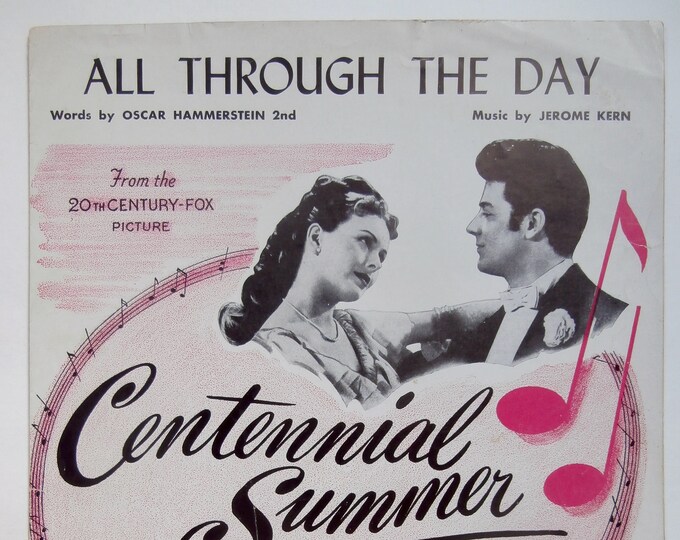 All Through The Day   1946   Jeanne Crain, Cornel Wilde In Centennial Summer   Oscar Hammerstein 2nd  Jerome Kern   Movie Sheet Music