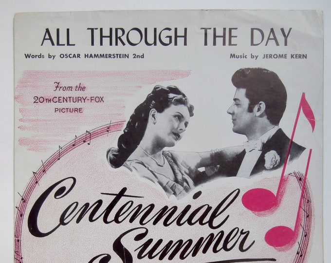 All Through The Day   1946   Jeanne Crain, Cornel Wilde In Centennial Summer   Oscar Hammerstein 2nd  Jerome Kern   Movie Sheet Music