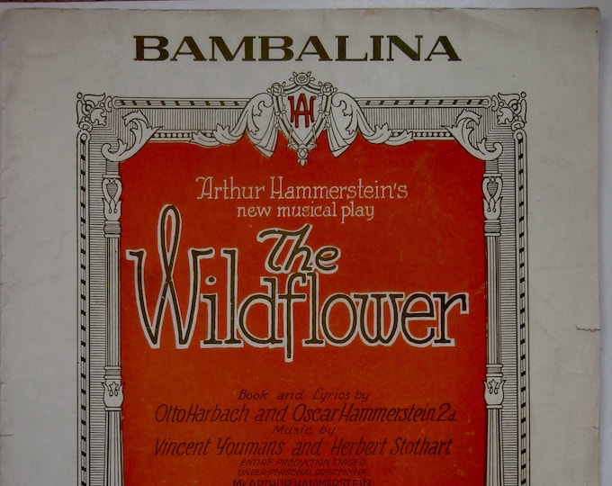 Bambalina   1923   The Wildflower   Otto Harbach  Oscar Hammerstein 2nd   Stage Production Sheet Music