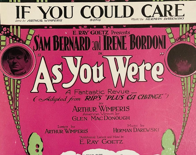 If You Could Care   1920   As You Were   Arthur Wimperis  Herman Darewski    Sheet Music