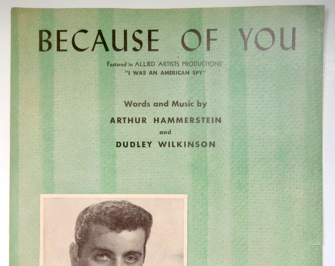 Because Of You   1940   Tony Bennett   Arthur Hammerstein  Dudley Wilkinson    Sheet Music