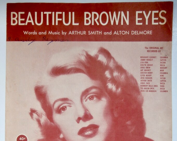 Beautiful Brown Eyes   1951   Rosemary Clooney   Arthur Smith  Alton Delmore    Sheet Music
