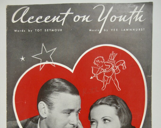 Accent On Youth   1935   Sylvia Sidney,  Herbert Marshall In 'Accent On Youth'   Tot Seymour  Vee Lawnhurst   Movie Sheet Music