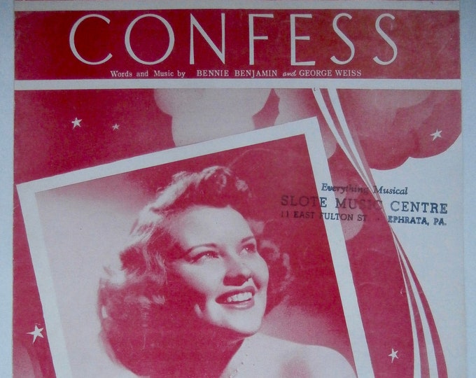 Confess   1948   Patti Page   Bennie Benjamin  George Weiss    Sheet Music