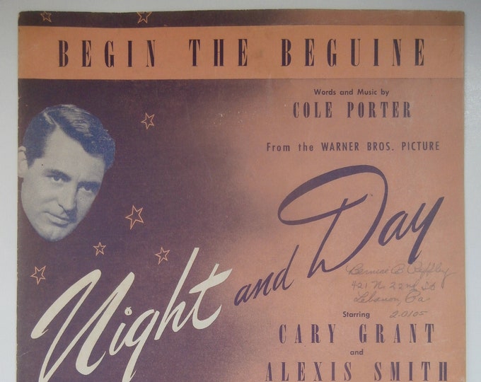 Begin The Beguine   1935   Cary Grant, Alexis Smith In Night And Day   Cole Porter     Movie Sheet Music