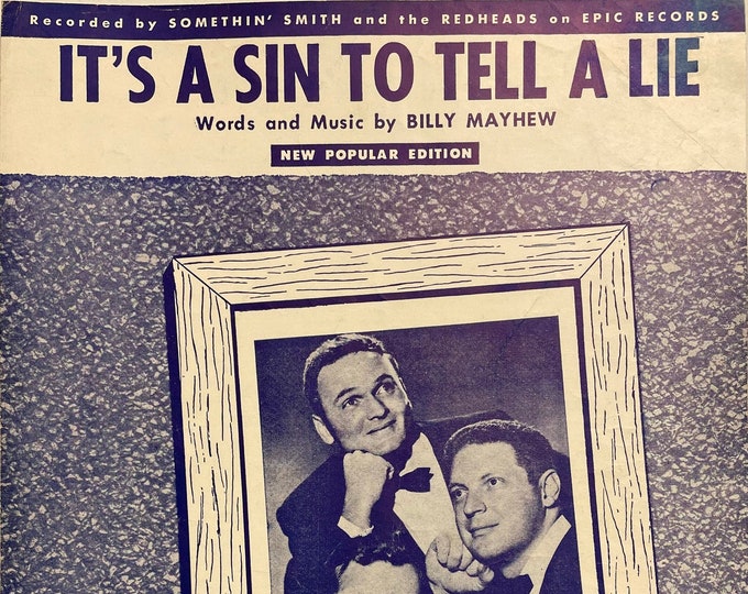 It's A Sin To Tell A Lie   1936   Photo -    Somethin' Smith And The Redheads   Billy Mayhew      Sheet Music