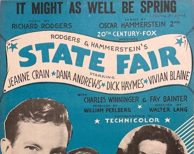 It Might As Well Be Spring   1945   Movie Actors -   Jeanne Crain, Dana Andrews, Dick Haymes, State Fair  Richard Rodgers  Oscar Hammerstein