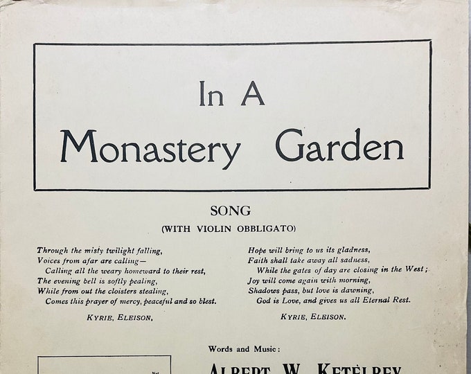In A Monastery Garden   1921   With Violin Obbligato   Albet W. Ketelbey      Sheet Music