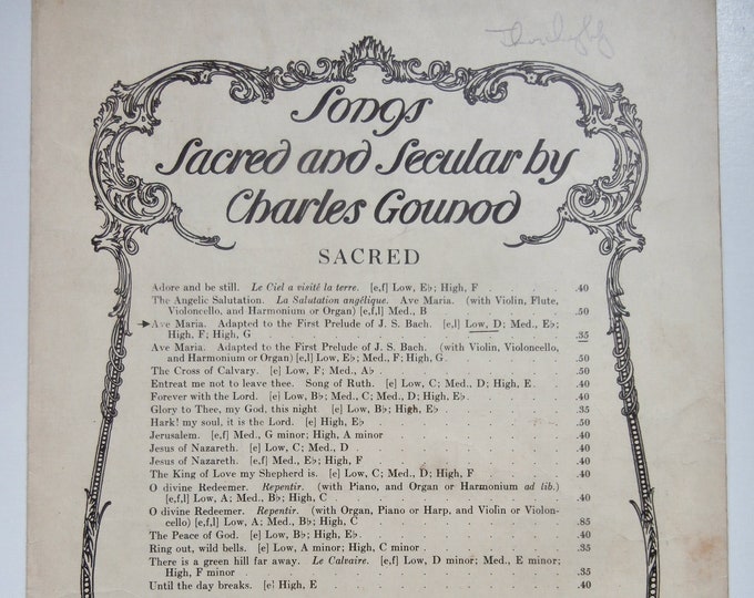 Ave Maria   1927      Charles Gounod  Bach   Sacred Sheet Music